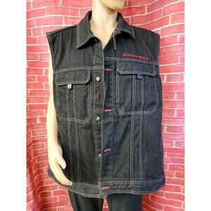 Johnny Blaze Mens Size 2XL Denim Trucker Motorcycle MEN'S Vest Black NEW #WM1